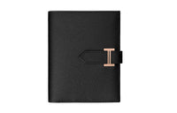 HERMES Bearn Cow Leather Short Wallet Women's Black