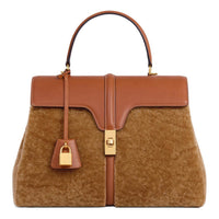 CELINE Shearling One Shoulder Handbag Women's Brown