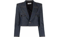 SAINT LAURENT SS22 Cropped Coats Women's Blue