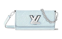 LOUIS VUITTON Leather Shoulder Bag Crossbody Bag Women's Ice Blue