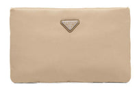 PRADA Textile Cow Leather Shoulder Bag Crossbody Bag Chain Clutch Women's Khaki