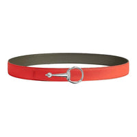 HERMES Calfskin Leather Belts Unisex Red Width 3.3CM