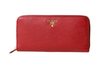 PRADA Leather Wallet Women's Red