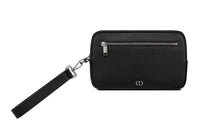 DIOR Grained Calfskin Toiletry Bags Clutches Men's Black