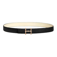 HERMES Calfskin Leather Belts Women's Black White Width 2.4CM