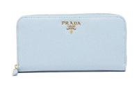 PRADA Leather Wallet Large Size Women's Blue