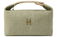 HERMES Bride a Brac Cotton Storage Bag, Toiletry Bag Large Size Unisex Forest Green