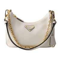 PRADA Re Edition Leather Crossbody Bag, Shoulder Bag Women's White
