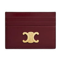 CELINE Calfskin Card Holder Women's Light Burgundy Red