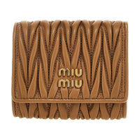 MIU MIU Nappa Leather Wallet Trumpets Women's Brown