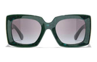 CHANEL Acetate Irregular Shape Sunglasses Men's Green