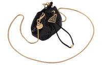 PRADA Satin One Shoulder Crossbody Clutches Mini Women's Black