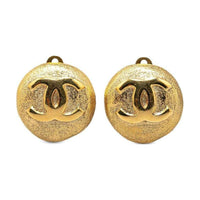 CHANEL 20th Century Gold Plated Cc Clip On Earrings Costume Earrings