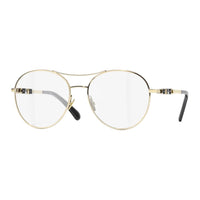 CHANEL Metal Aviator Eyeglass Frames Unisex Gold