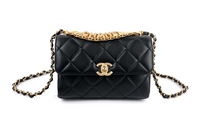 CHANEL Lambskin Chain Bag Shoulder Bag Crossbody Bag Small Size Women's Black