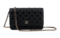 CHANEL 22C Spring WOC Grained Embossed Cow Leather Wealth Bag Shoulder Bag Crossbody Bag Regular Women's Black