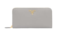 PRADA Leather Wallet Large Size Women's Cloud Gray