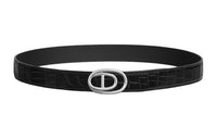 HERMES Ring Badge Leather Belts Men's Black Width: 3.2CM