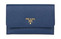 PRADA Cow Leather Wallet Women's Blue