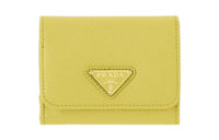 PRADA Cow Leather Wallet Women's Pomelo Yellow