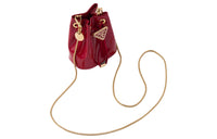 PRADA Patent Leather One Shoulder Crossbody Clutch Mini Women's Cherry Red