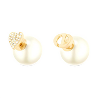DIOR Resin, Faux Crystal, Metal Earrings Women's Gold