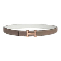 HERMES Calfskin Leather Belts Women's Umber Width 2.4CM