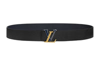 LOUIS VUITTON Brand Logo Letter Decoration Smooth Buckle Leather Belts Men's Black Width: 4cm