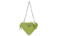 PRADA Leather One Shoulder Crossbody Clutches Mini Women's Green