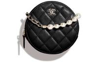 CHANEL Sheepskin One Shoulder Handbag Crossbody Bag Women's Black