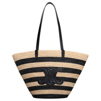 CELINE Plant Material With Cow Leather Handbag, Shoulder Bag Women's Natural & Black