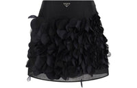 PRADA Logo Plaque Straight Hem Skirt