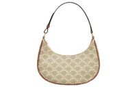 CELINE AVA Leather Trim Handbag, Shoulder Bag Women's Beige Brown