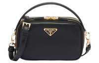 PRADA Leather Shoulder Bag Crossbody Bag Handbag Mini Women's Black