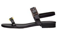 HERMES Cristal Strap Sandals Women's Black