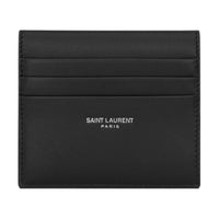 SAINT LAURENT PARIS Calfskin Card Holder Unisex Black