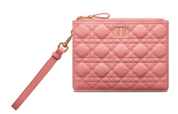 DIOR Caro Cow Leather Clutch Small Size Women's Peachy Pink Color