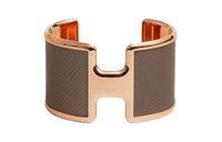 HERMES Calfskin Rose Gold-Plated Bangles Women's Brown