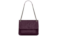 SAINT LAURENT Leather Hobo Bag, Shoulder Bag, Crossbody Bag Women's Brown Red