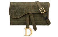 DIOR Saddle Denim Shoulder Bag Women's Green