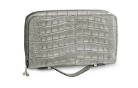 LOUIS VUITTON Zippy Crocodile Leather Wallet Women's Silver