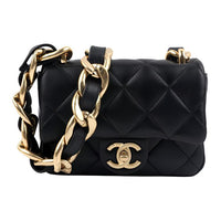 CHANEL Lambskin Flap Bag, Crossbody Bag, Shoulder Bag Women's Black