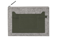 HERMES Toodoo Wool Felt With Epsom Calfskin Clutch Men's Gray/Jasper