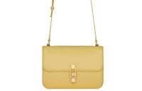 SAINT LAURENT Le Carre Box Leather Shoulder Bag, Crossbody Bag Women's Light Yellow