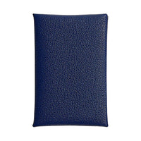 HERMES Calvi Chandra Goatskin Card Holder Women's 73 Bleu Saphir Sapphire Blue