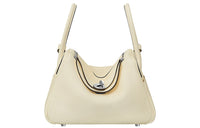 HERMES Lindy Taurillon Clemence Leather Handbag Shoulder Bag Women's I2 Nata Cream White