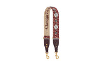 DIOR Embroidered Cow Leather Patchwork Bag Straps Women's Red