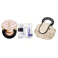 SAINT LAURENT New Arrival Pink Leather Gold Feather Air Cushion Facial Mask Combination