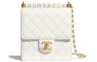 CHANEL Leather Crossbody Bag Shoulder Bag Women's White