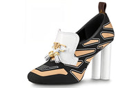LOUIS VUITTON Swift Block Heel High Heels Women's Black White